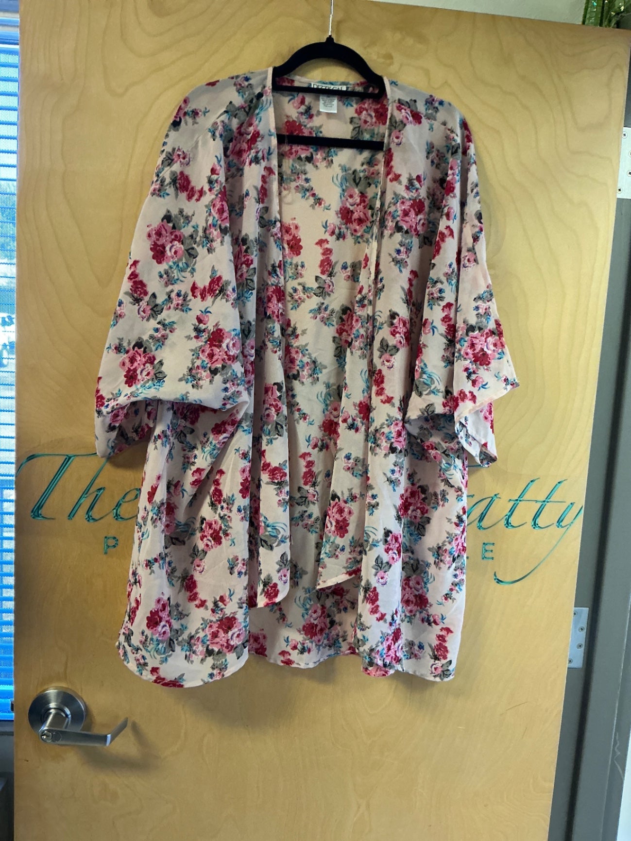 Dizzy Gal Cover-Up - Beige with pink, red, blue floral print - 3X