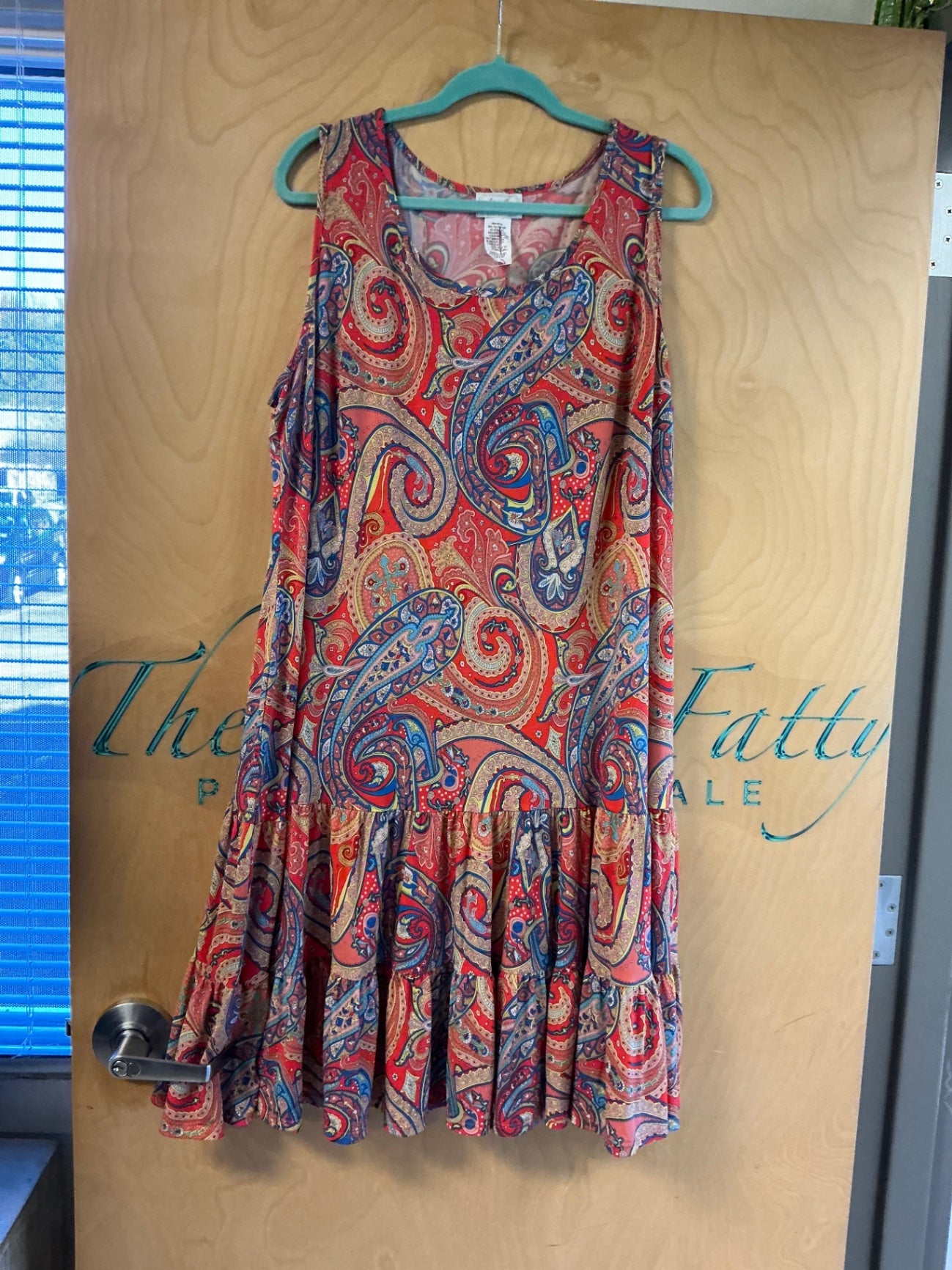 Ivy Lane Sleeveless Dress - Red with multicolored paisley print - 2X