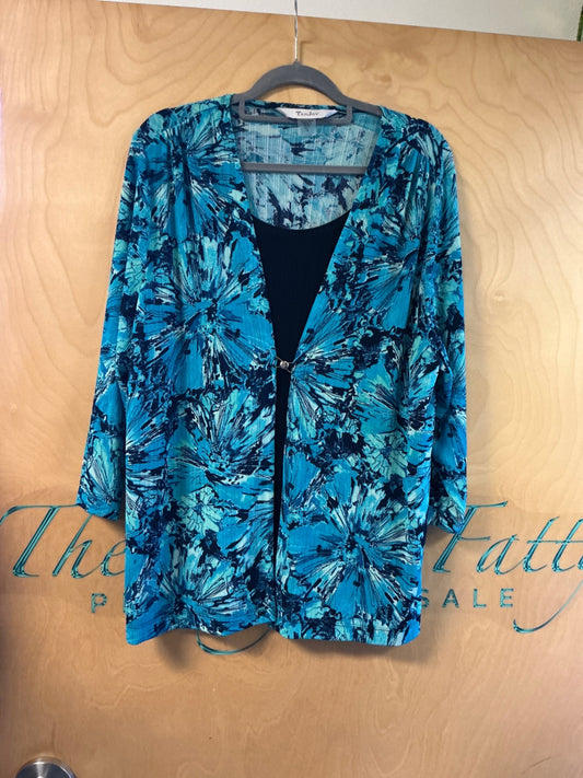 Tan Jay Blouse - Blue - 1X