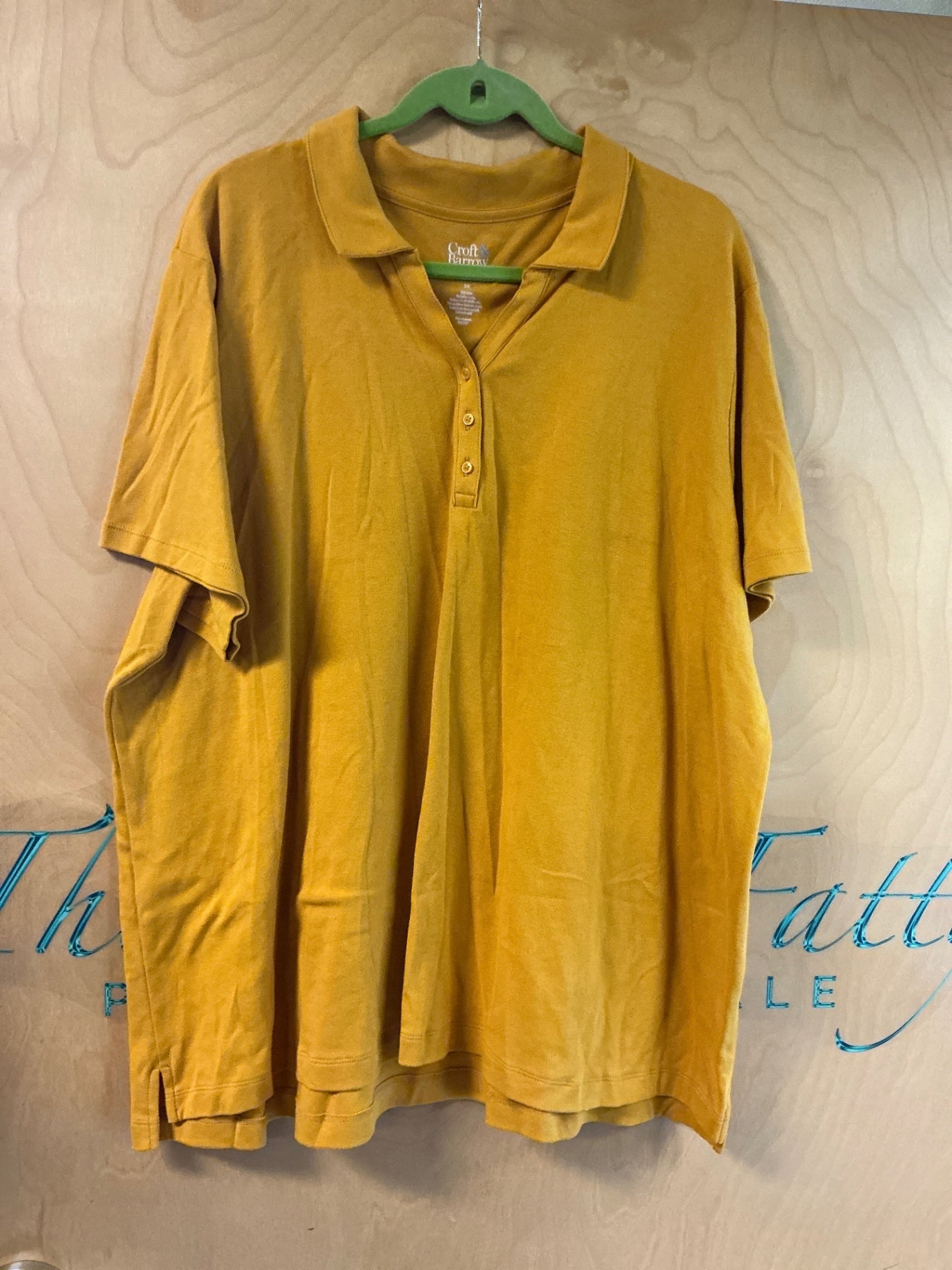 Croft & Barrow V Neck Polo - Mustard Yellow - 3X