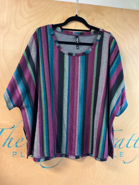 Torrid Short Sleeve Sweatshirt - Multicolor (predominantly purple, green, blue, gray, and black) - 3