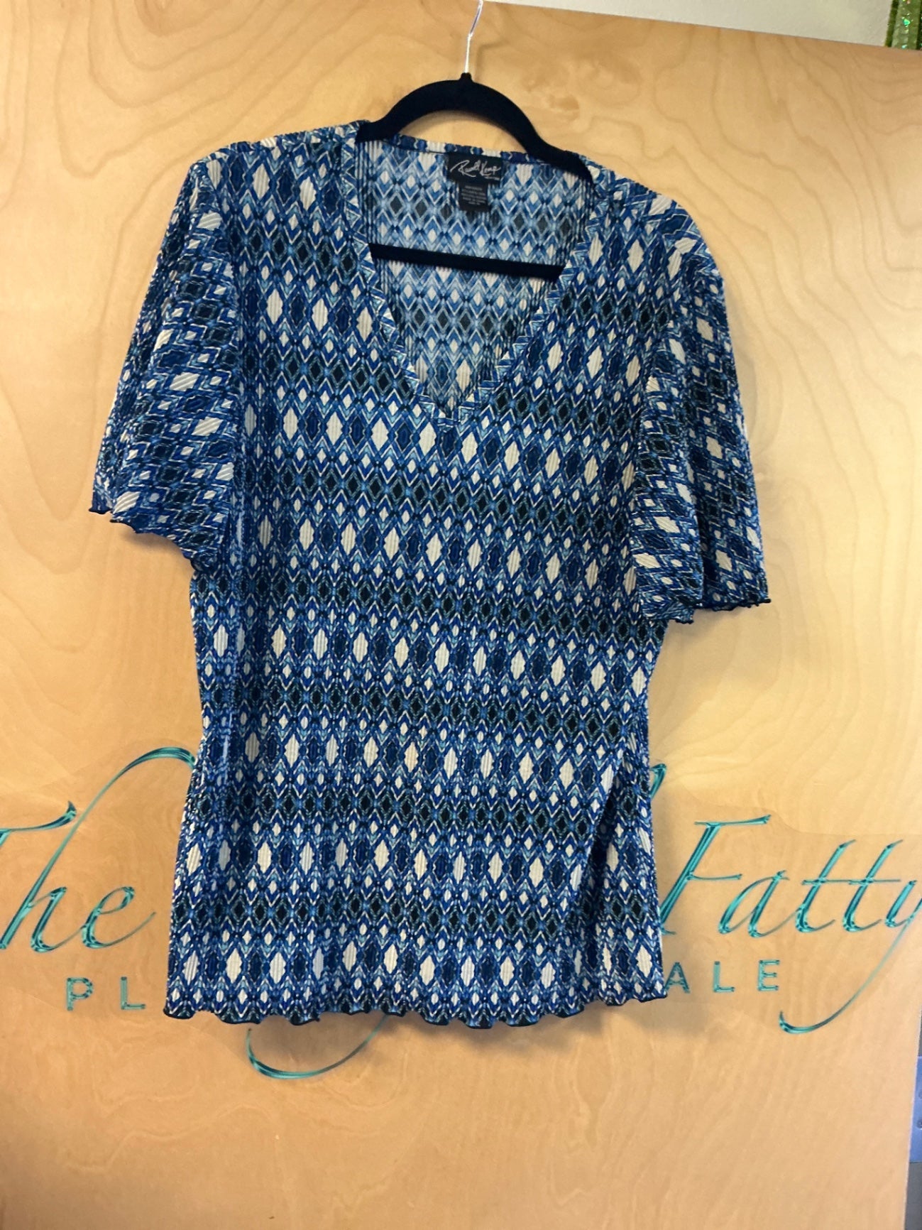 Russell Kemp Blouse - Blue and white - 1X