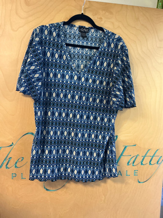 Russell Kemp Blouse - Blue and white - 1X