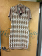 Shein Dress - Beige and white with brown and black diamond pattern - 2XL NWT