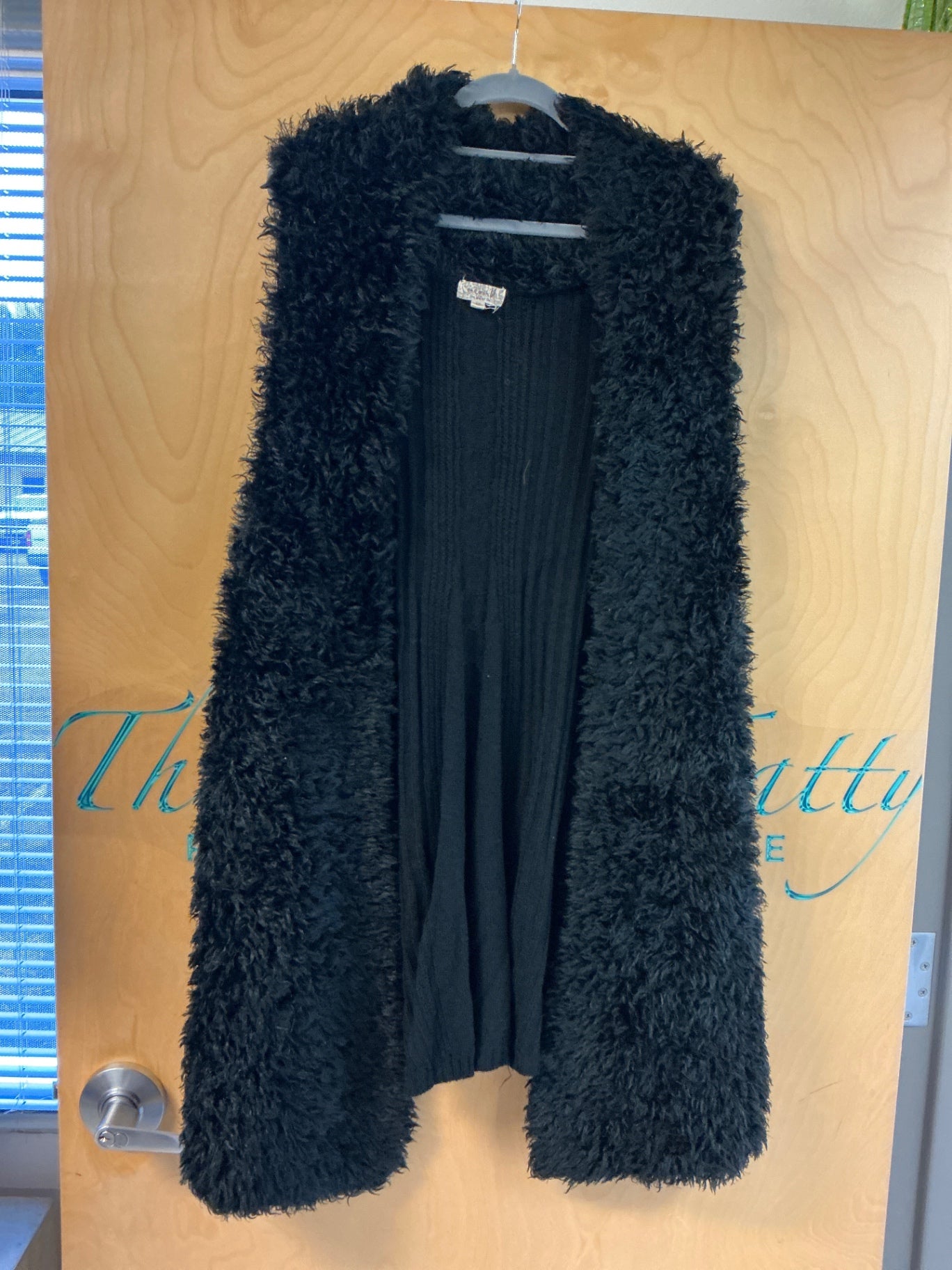 One World Faux Fur Vest Cardigan - Black - 3X